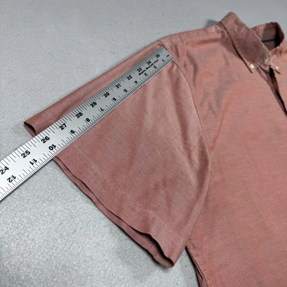 Banana Republic Mens XL Slim Fit Short Sleeve Button Down Shirt Dusty Rose Pink